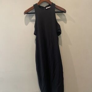Alexander Wang Black Jersey/Rayon Halter Neck Waist Cutouts Midi Dress